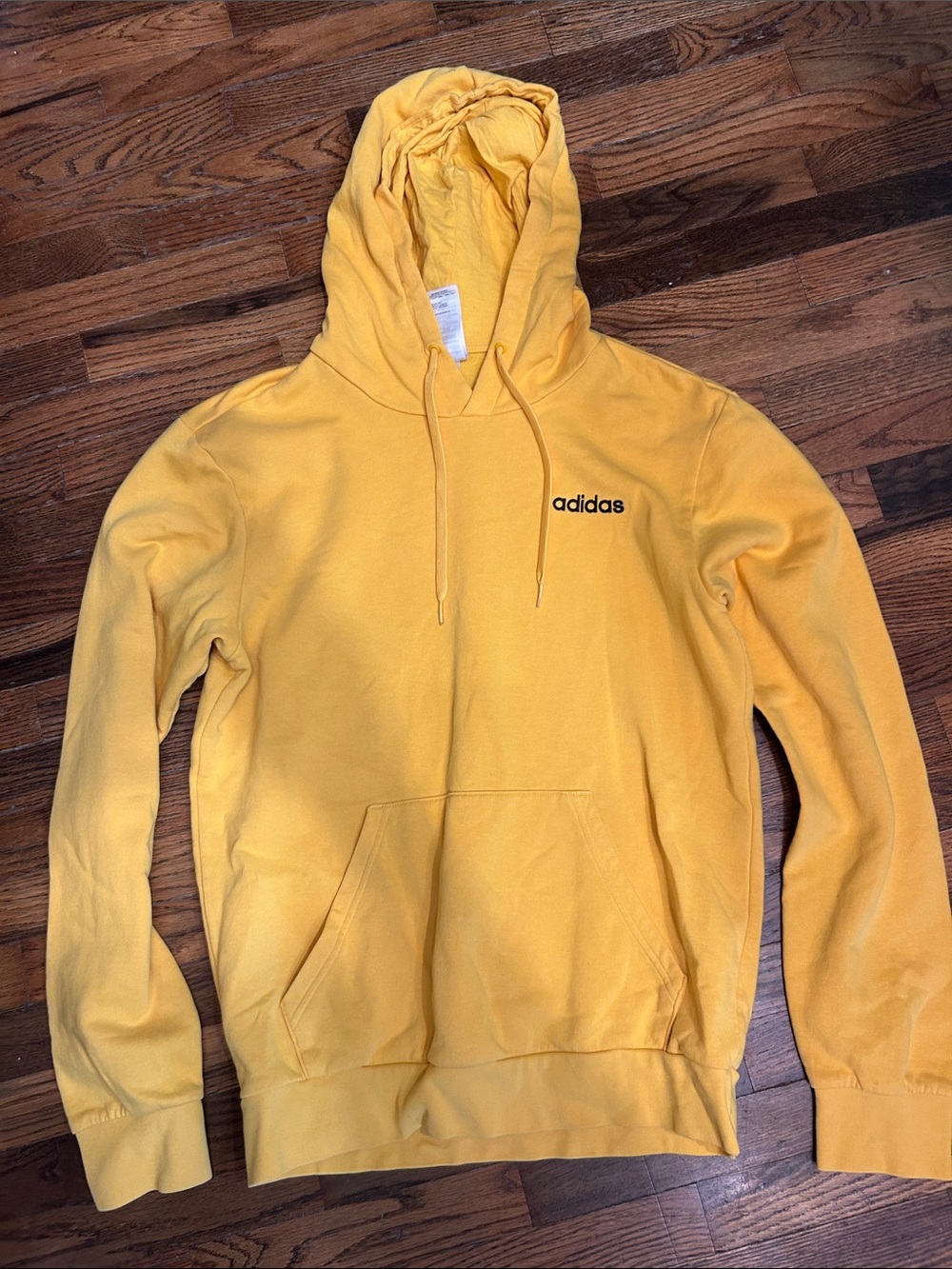 adidas Yellow Pullover Hoodie with Small Black Logo